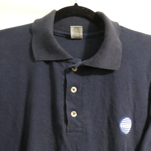 GLOBAL | large | Men's Navy Polo Short Sleeve Vintage Shirt | Made In Canada - Picture 4 of 13